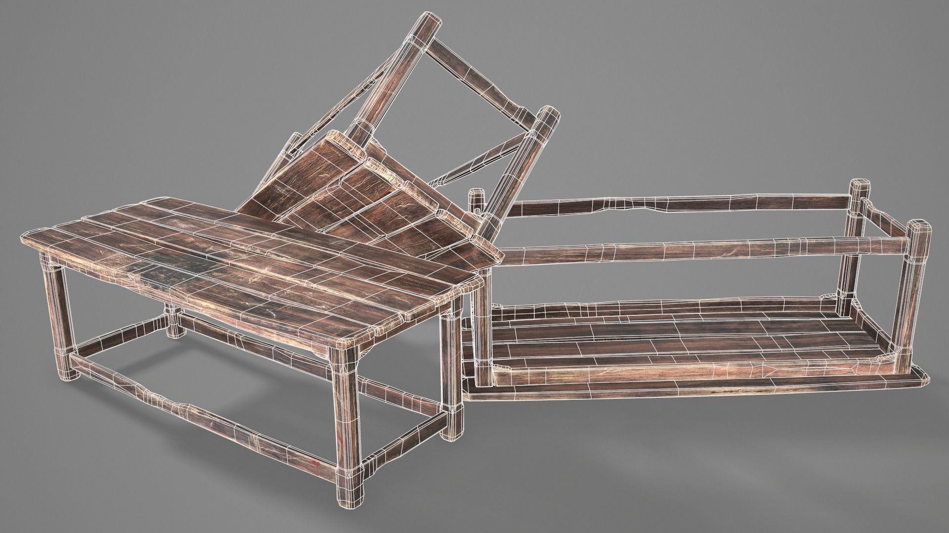 Alchemy Wood Table Low-poly 3D model_30