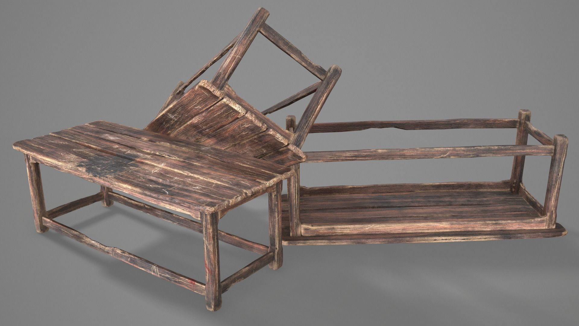 Alchemy Wood Table Low-poly 3D model_29