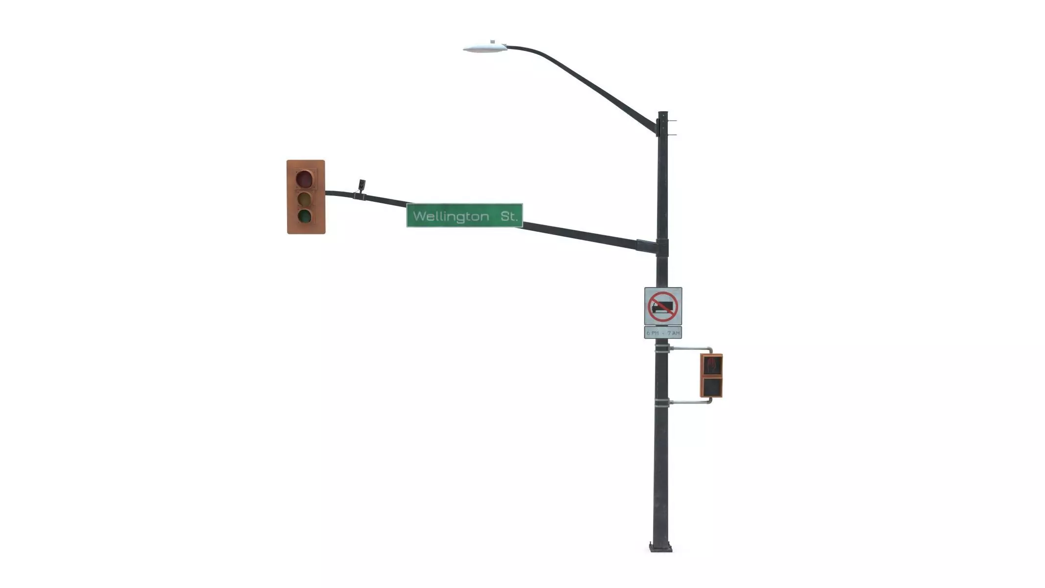 Street Light with Traffic 04 Low-poly 3D model_0
