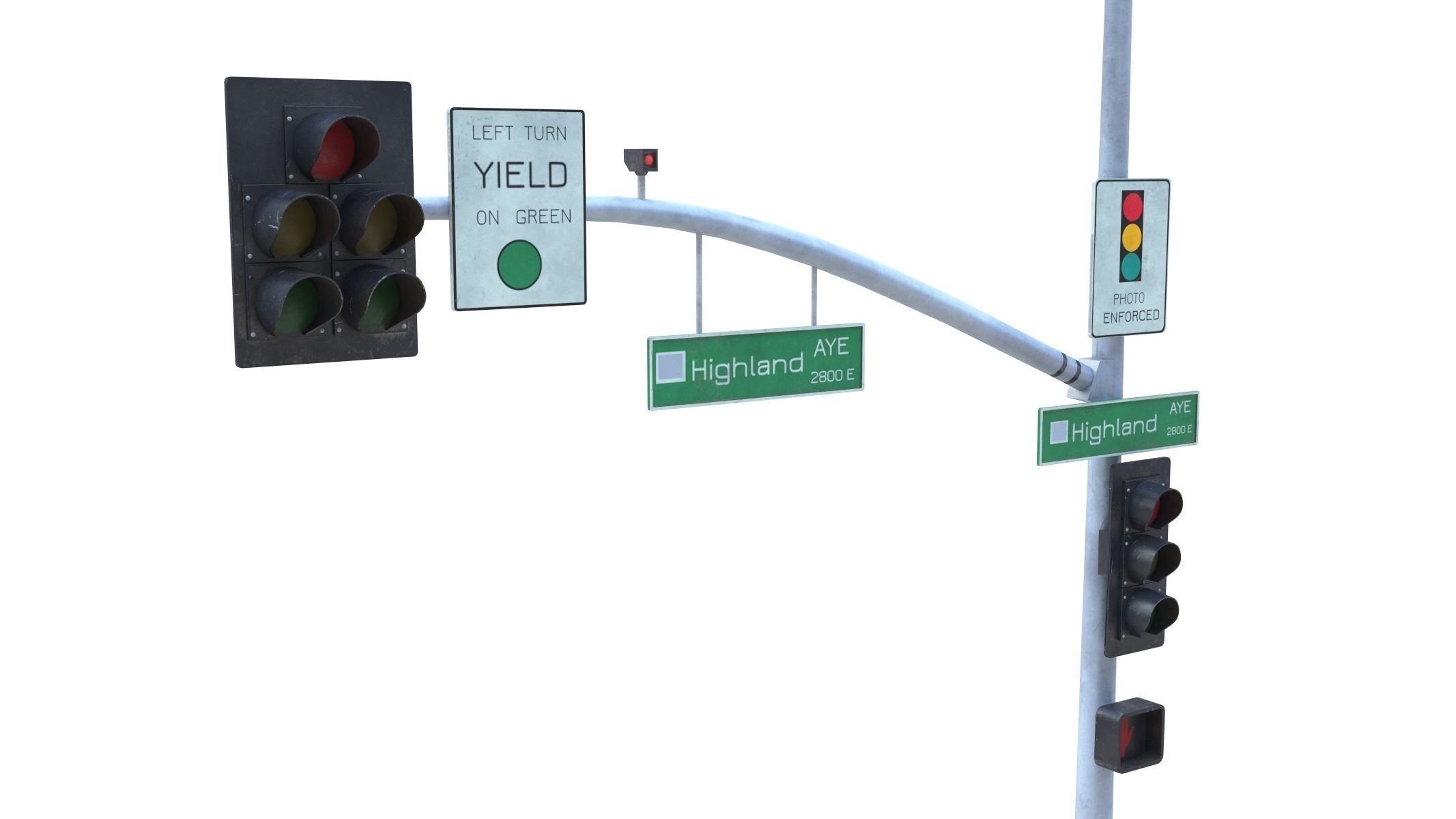 Street Light with Traffic 09 Low-poly 3D model_3