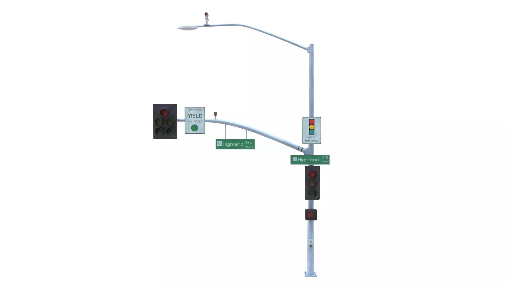 Street Light with Traffic 09 Low-poly 3D model_0