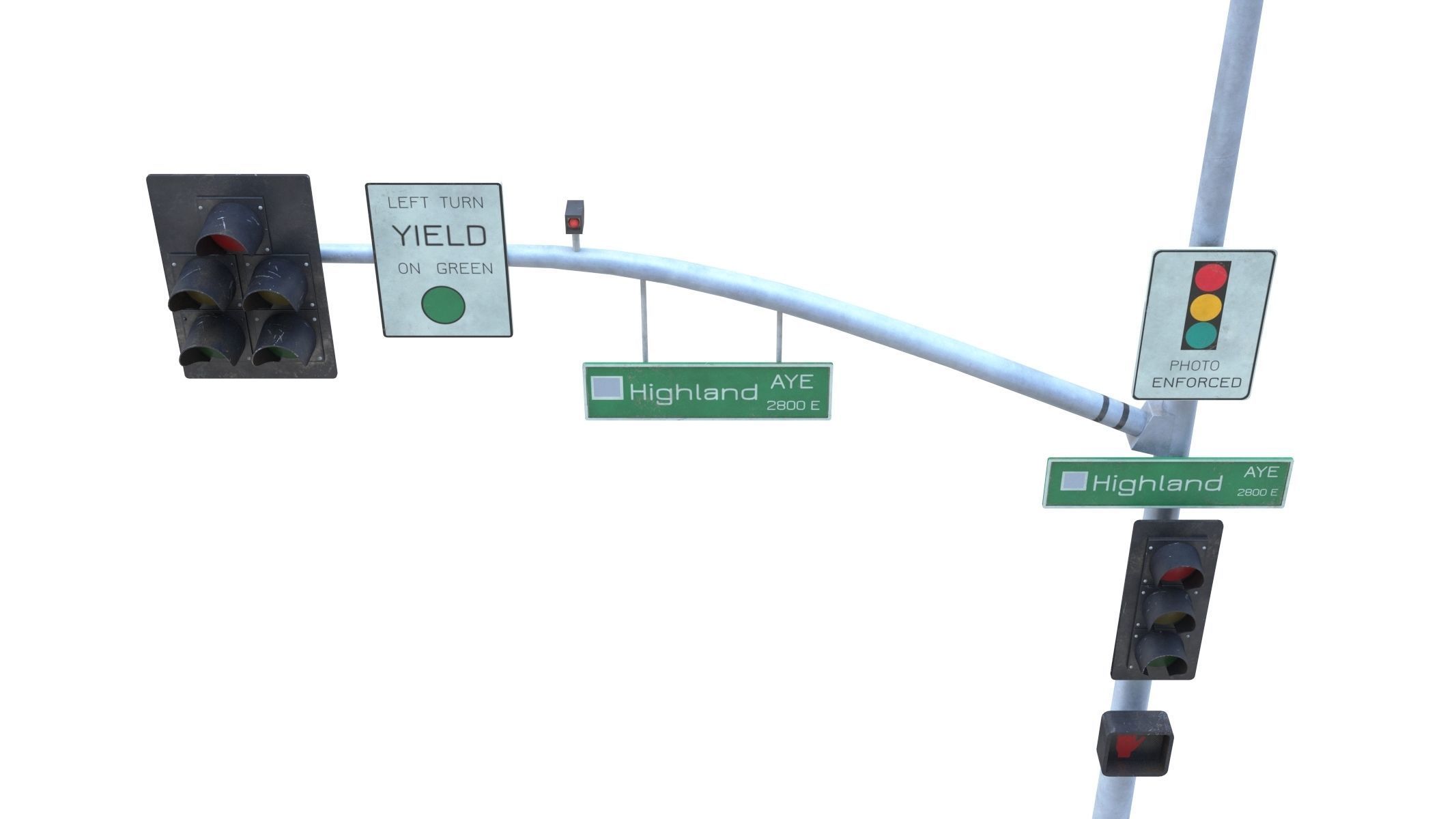Street Light with Traffic 09 Low-poly 3D model_5