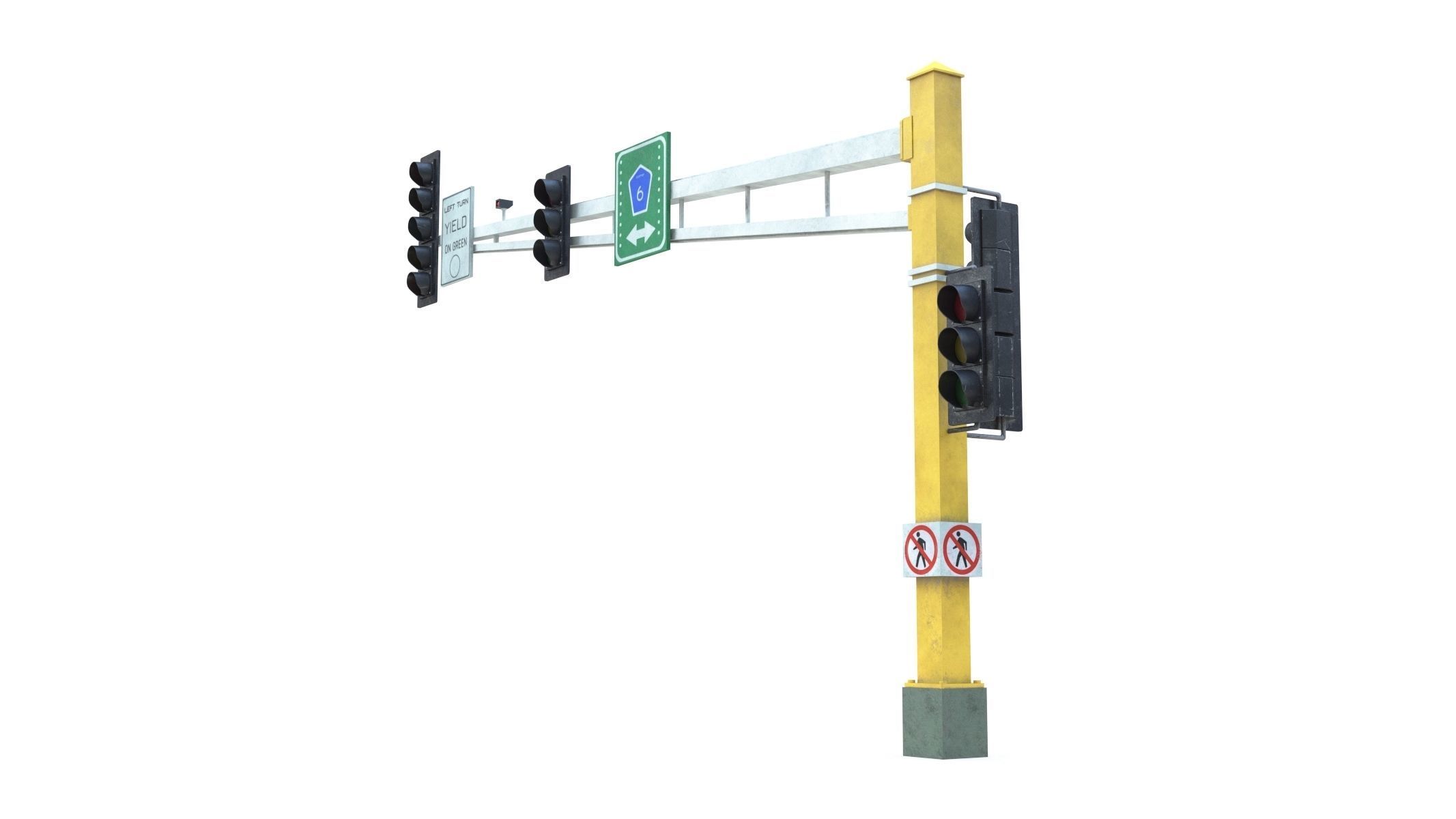 Street Light with Traffic 07 Low-poly 3D model_5