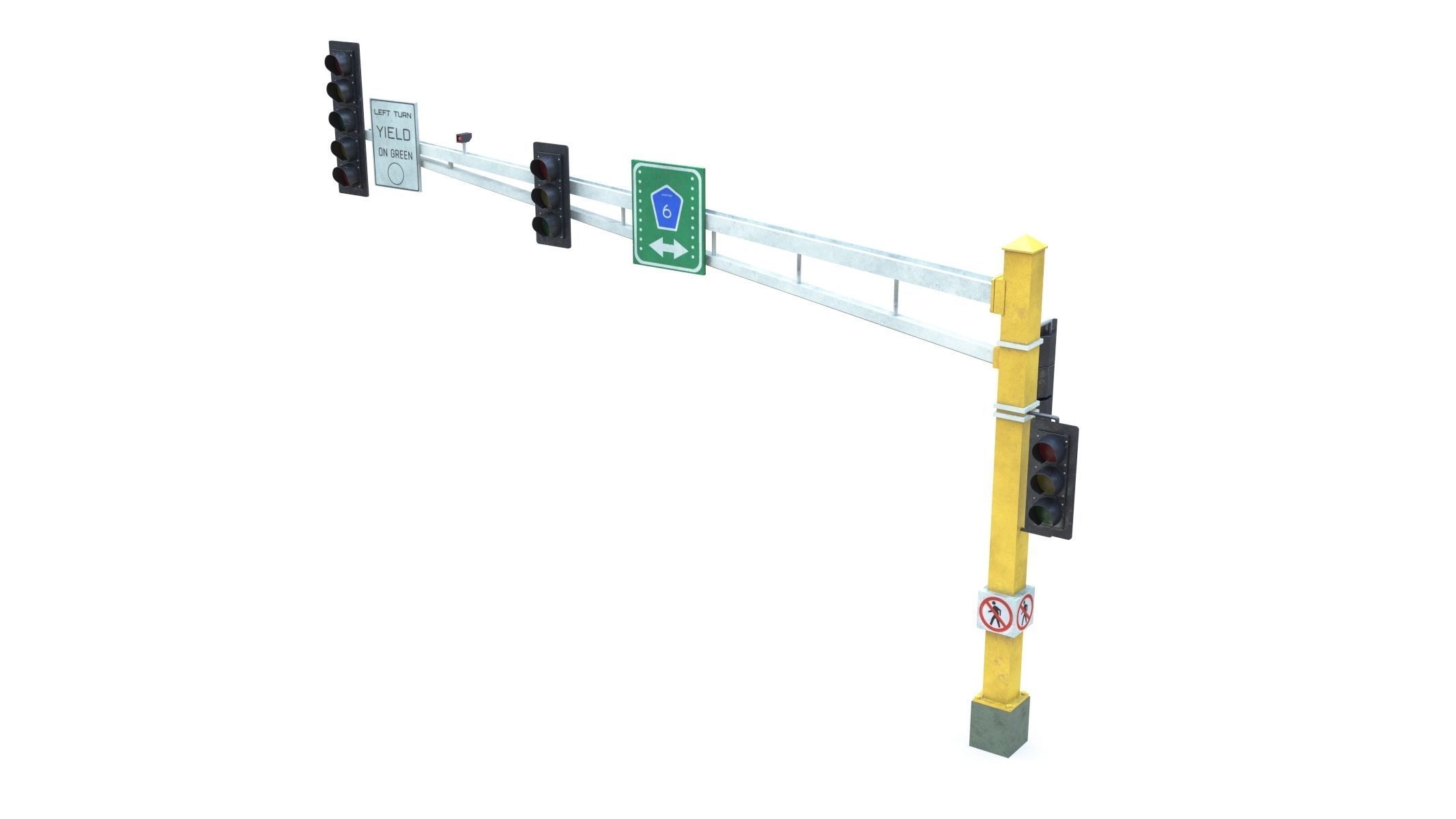 Street Light with Traffic 07 Low-poly 3D model_4