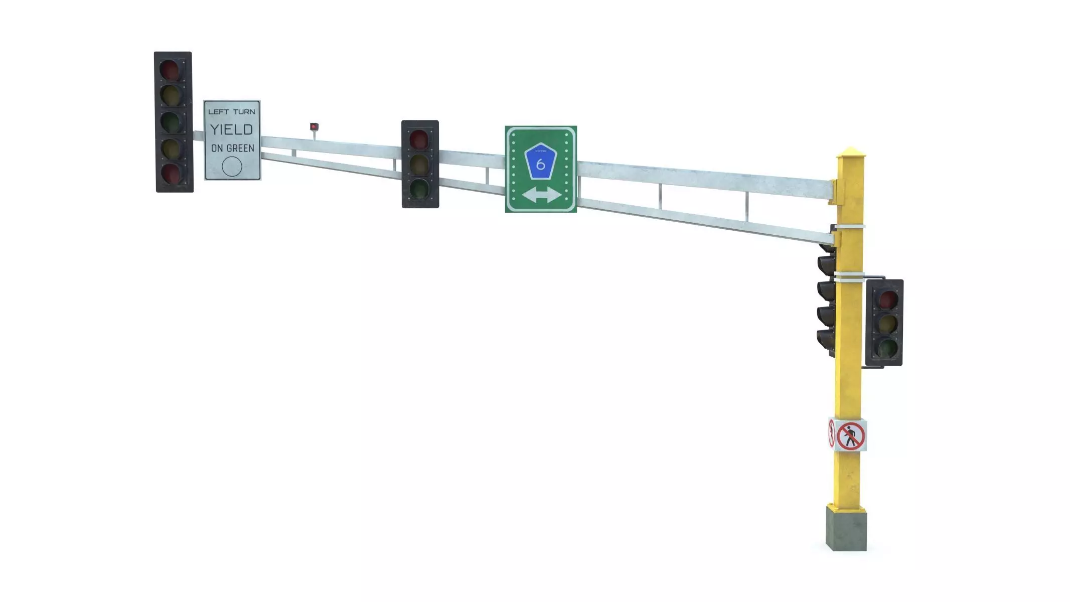 Street Light with Traffic 07 Low-poly 3D model_0