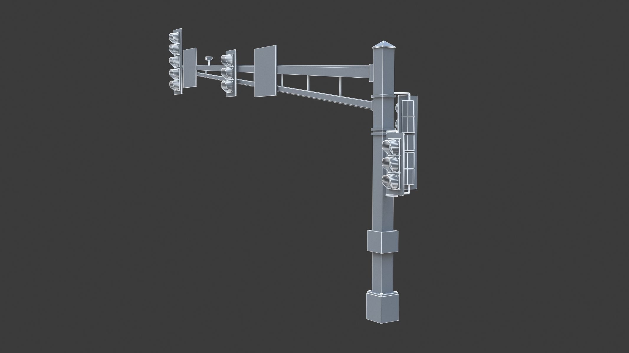 Street Light with Traffic 07 Low-poly 3D model_9