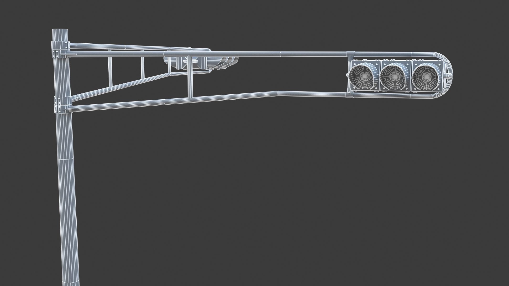 Street Light With Traffic Light 02 Low-poly 3D model_7