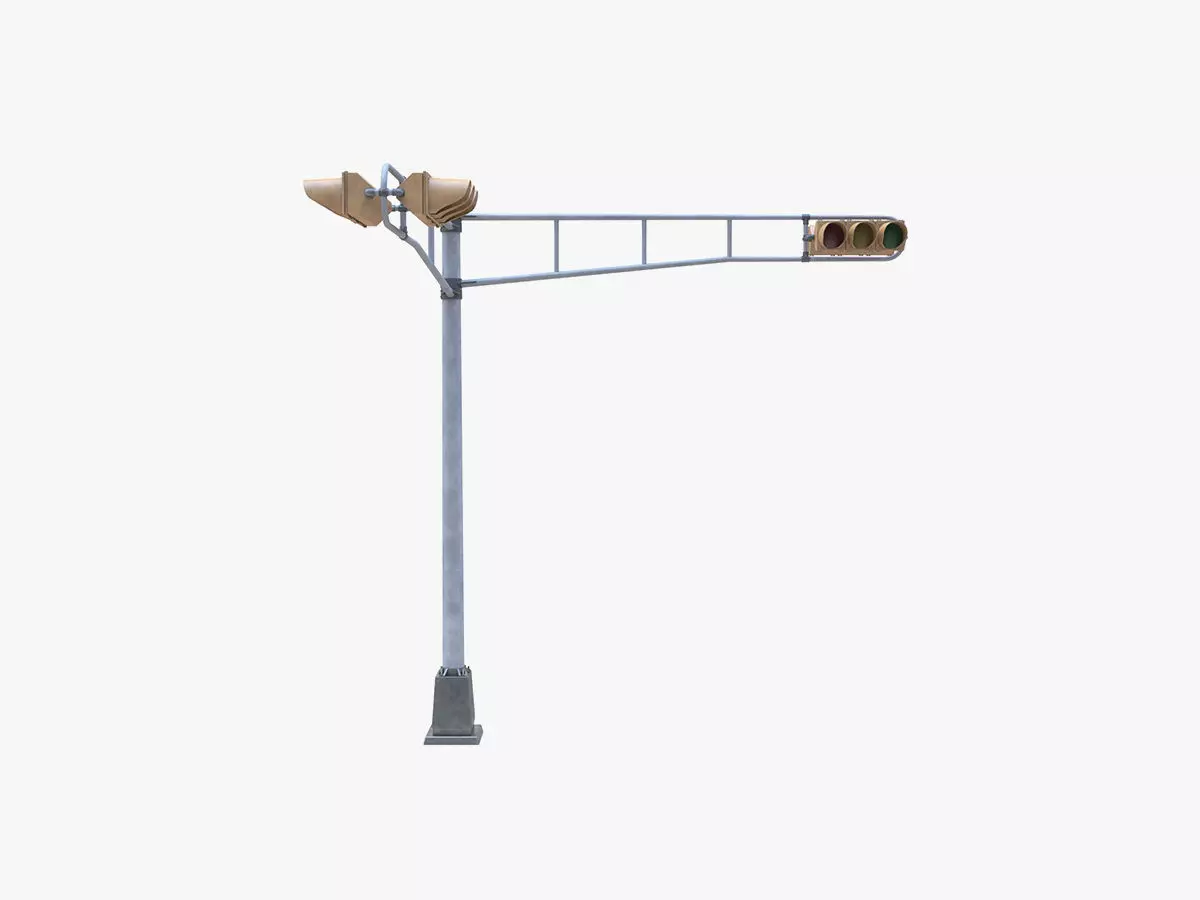 Street Light With Traffic Light 02 Low-poly 3D model_0