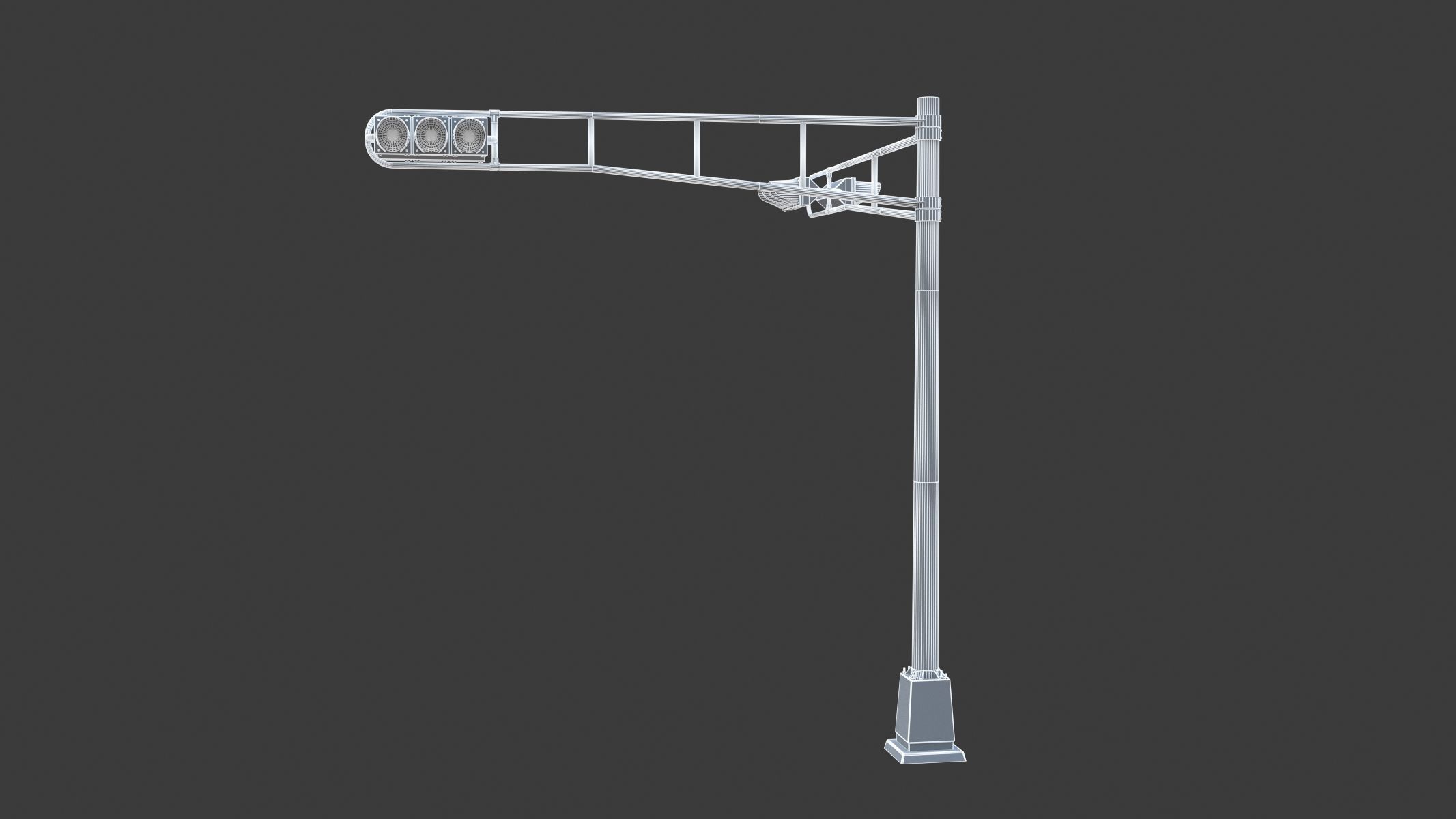 Street Light With Traffic Light 02 Low-poly 3D model_10