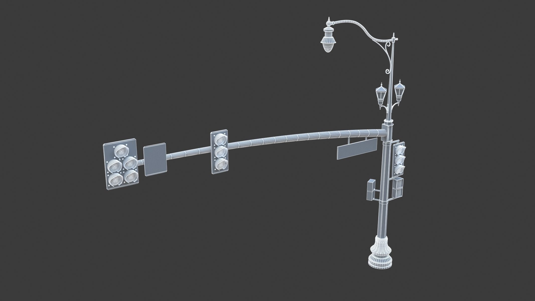 Street Light With Traffic Light 05 Low-poly 3D model_8