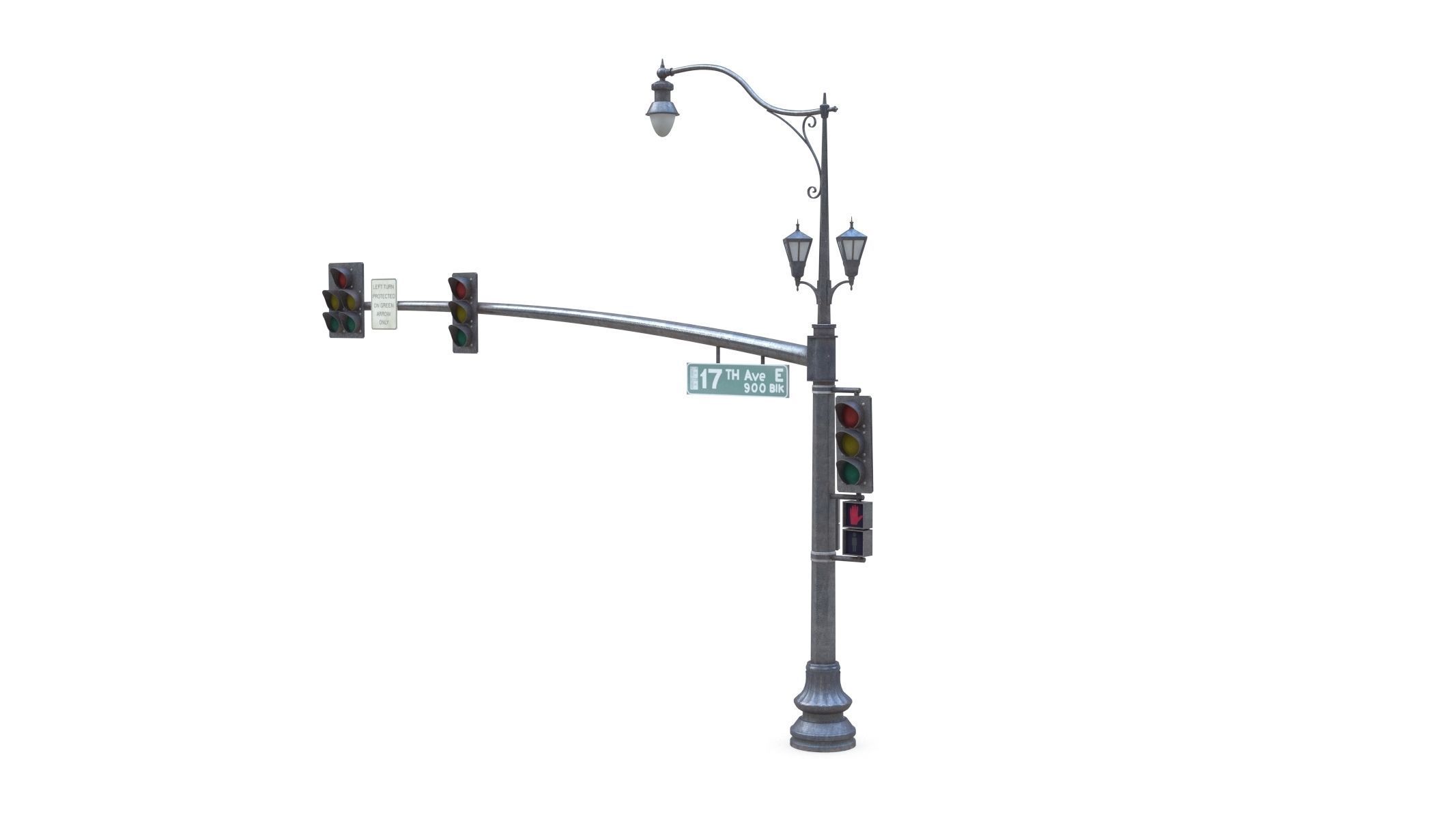 Street Light With Traffic Light 05 Low-poly 3D model_3