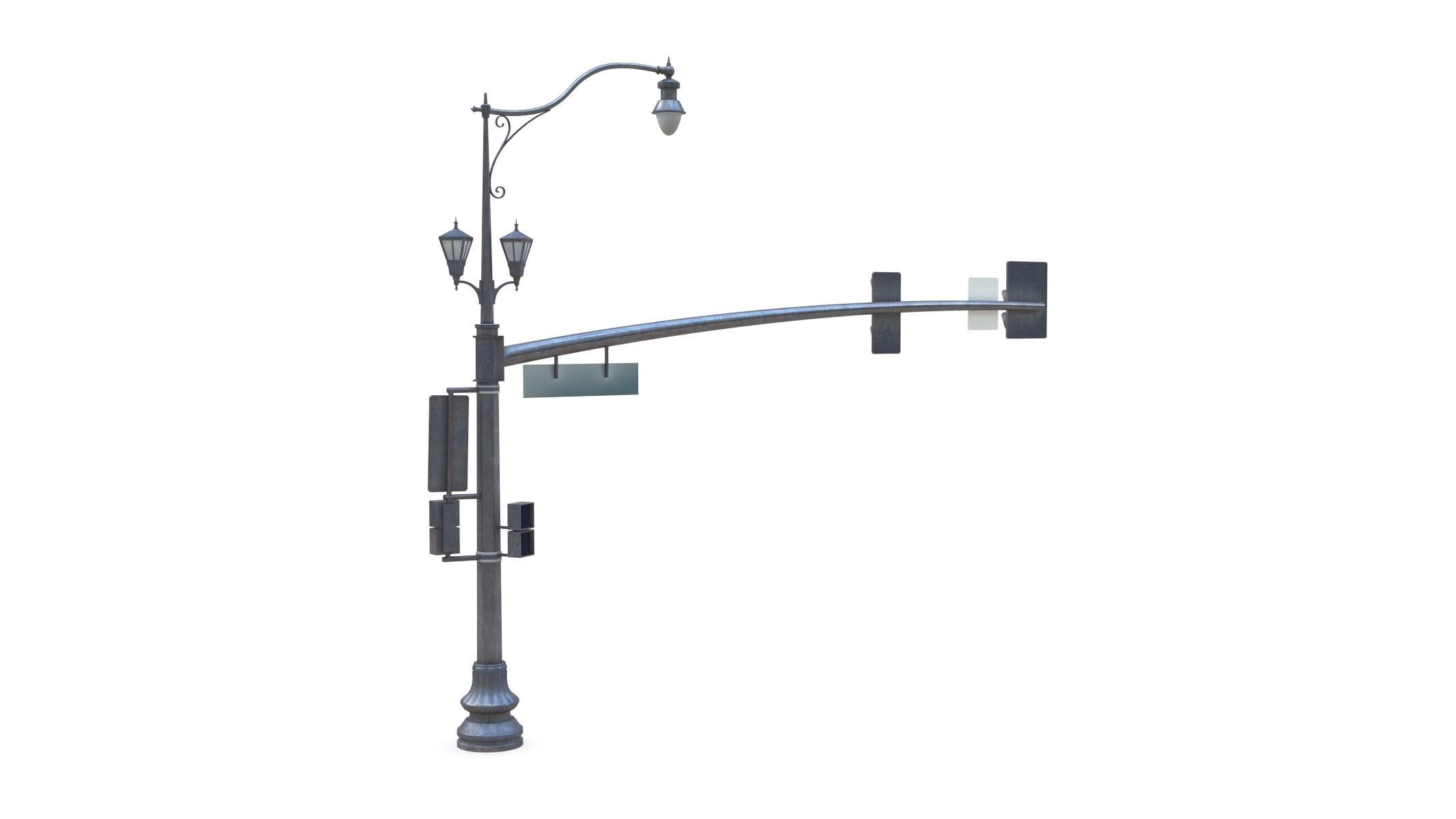 Street Light With Traffic Light 05 Low-poly 3D model_5