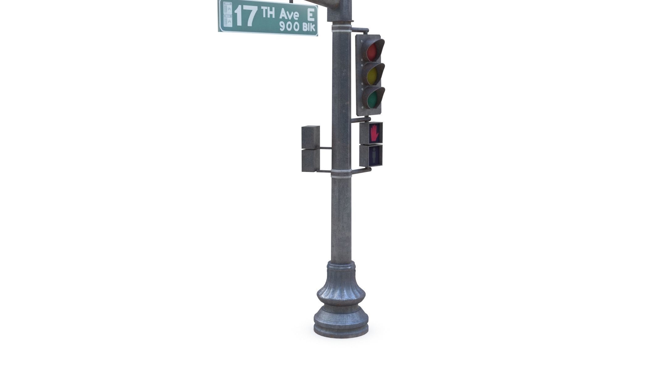 Street Light With Traffic Light 05 Low-poly 3D model_7