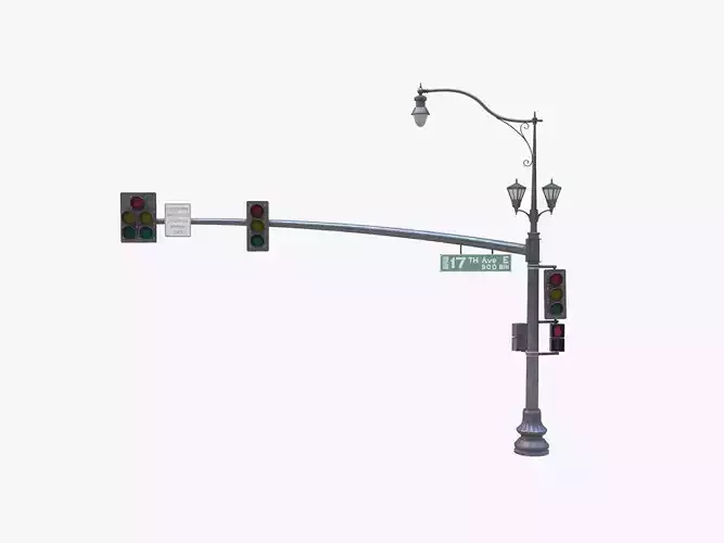 Street Light With Traffic Light 05 Low-poly 3D model Street Light With Traffic Light 05 Low-poly 3D model