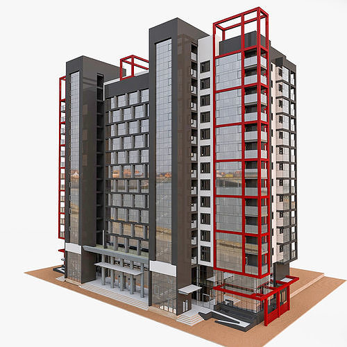 European Residential High-rise Building 3D model