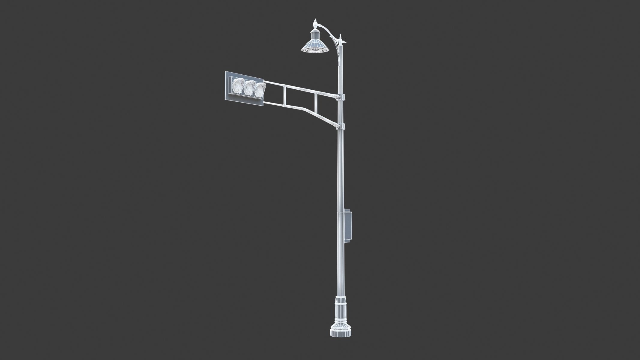 Street Light With Traffic Light 01 Low-poly 3D model_8