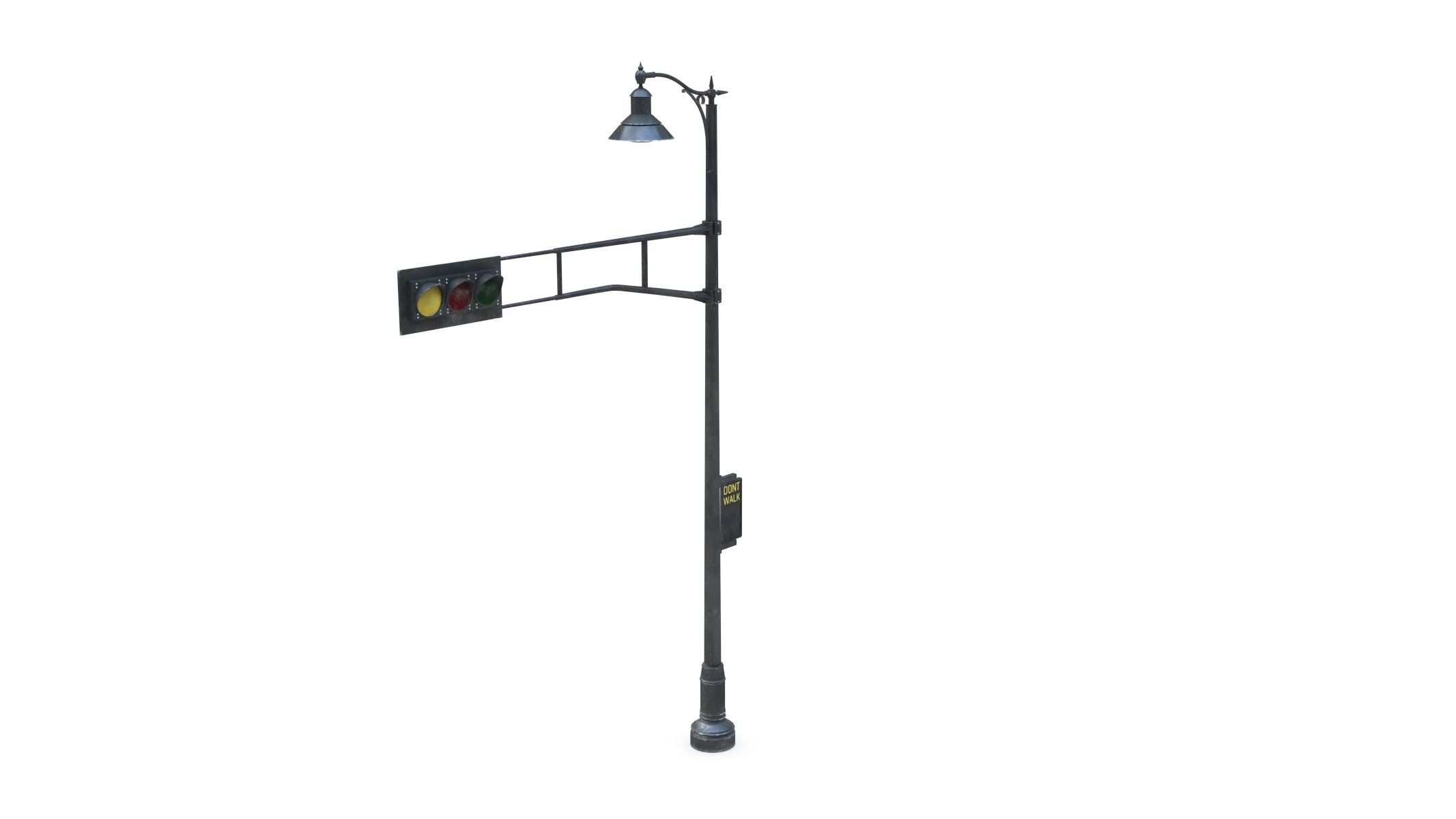 Street Light With Traffic Light 01 Low-poly 3D model_4