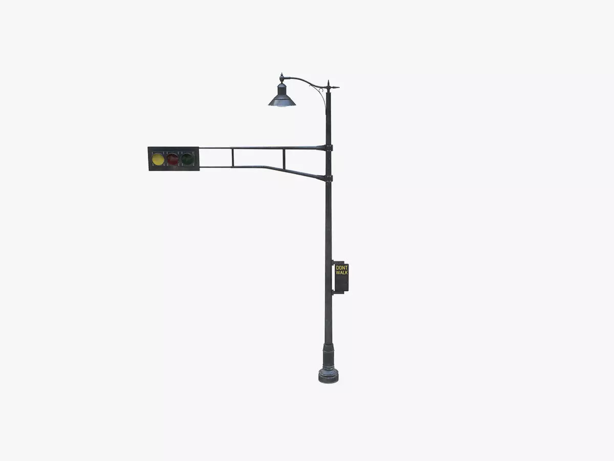 Street Light With Traffic Light 01 Low-poly 3D model_0