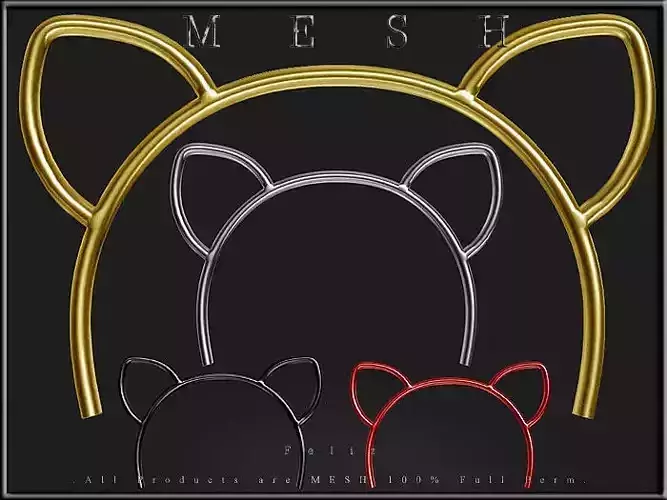 Cat Head band Low-poly 3D model