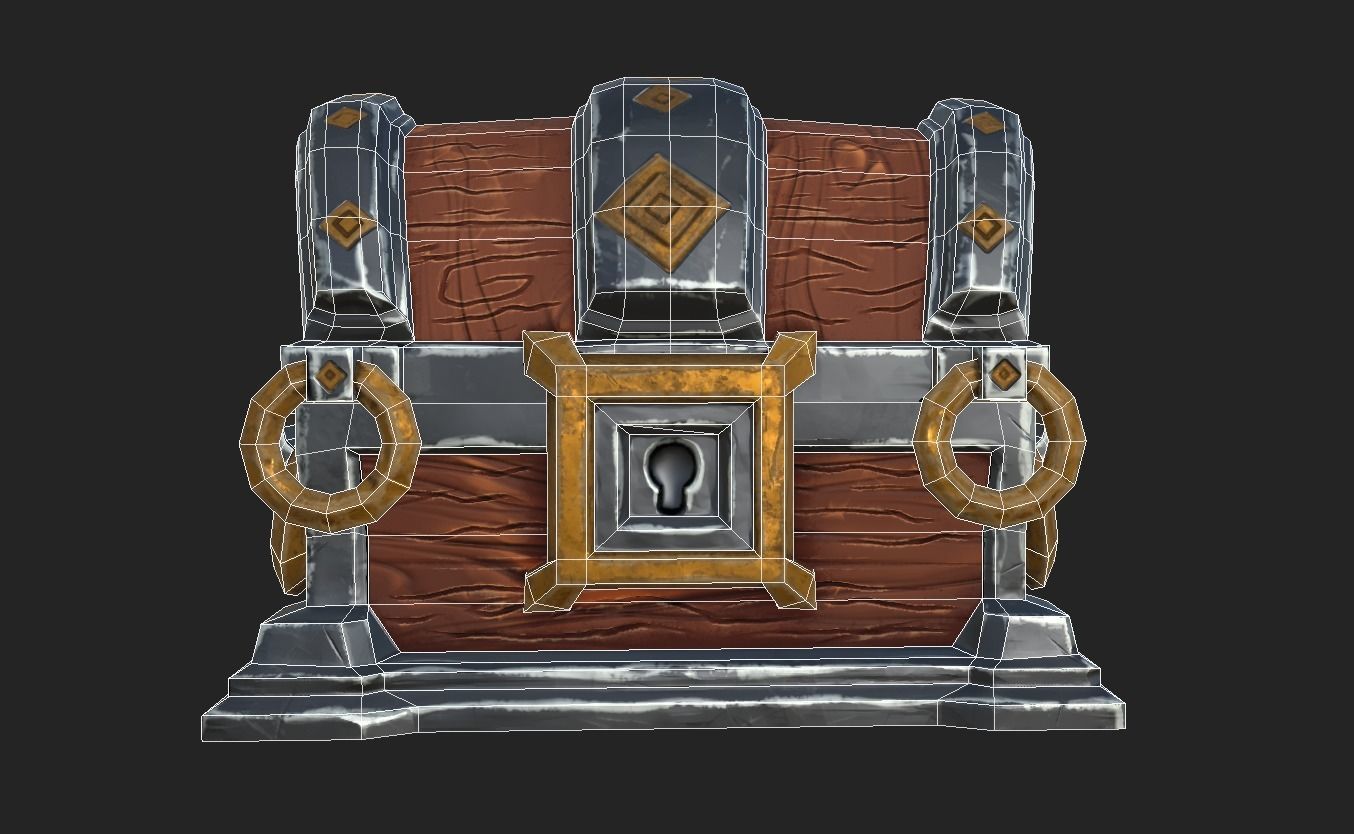 Stylized Treasure Box Low-poly 3D model_7