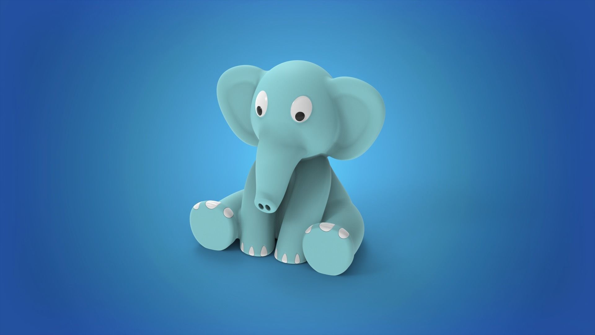 Cute Sitting Baby Elephant 3D print model_2