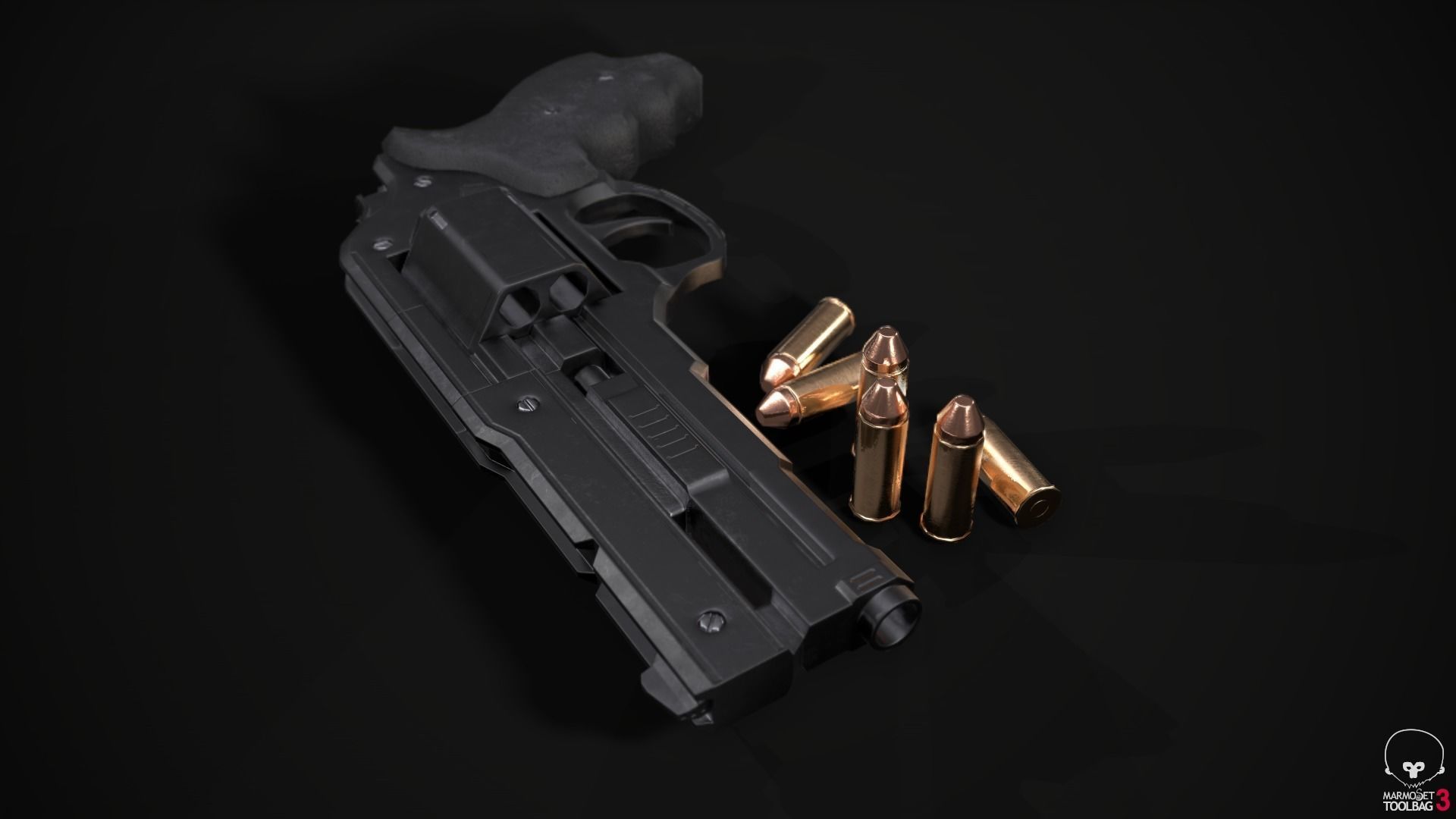 Revolver Game Ready Low-poly 3D model_6