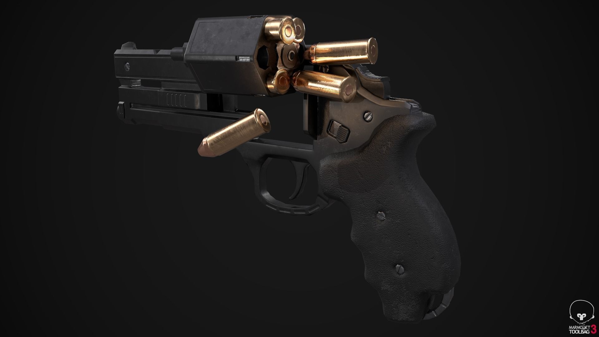Revolver Game Ready Low-poly 3D model_4