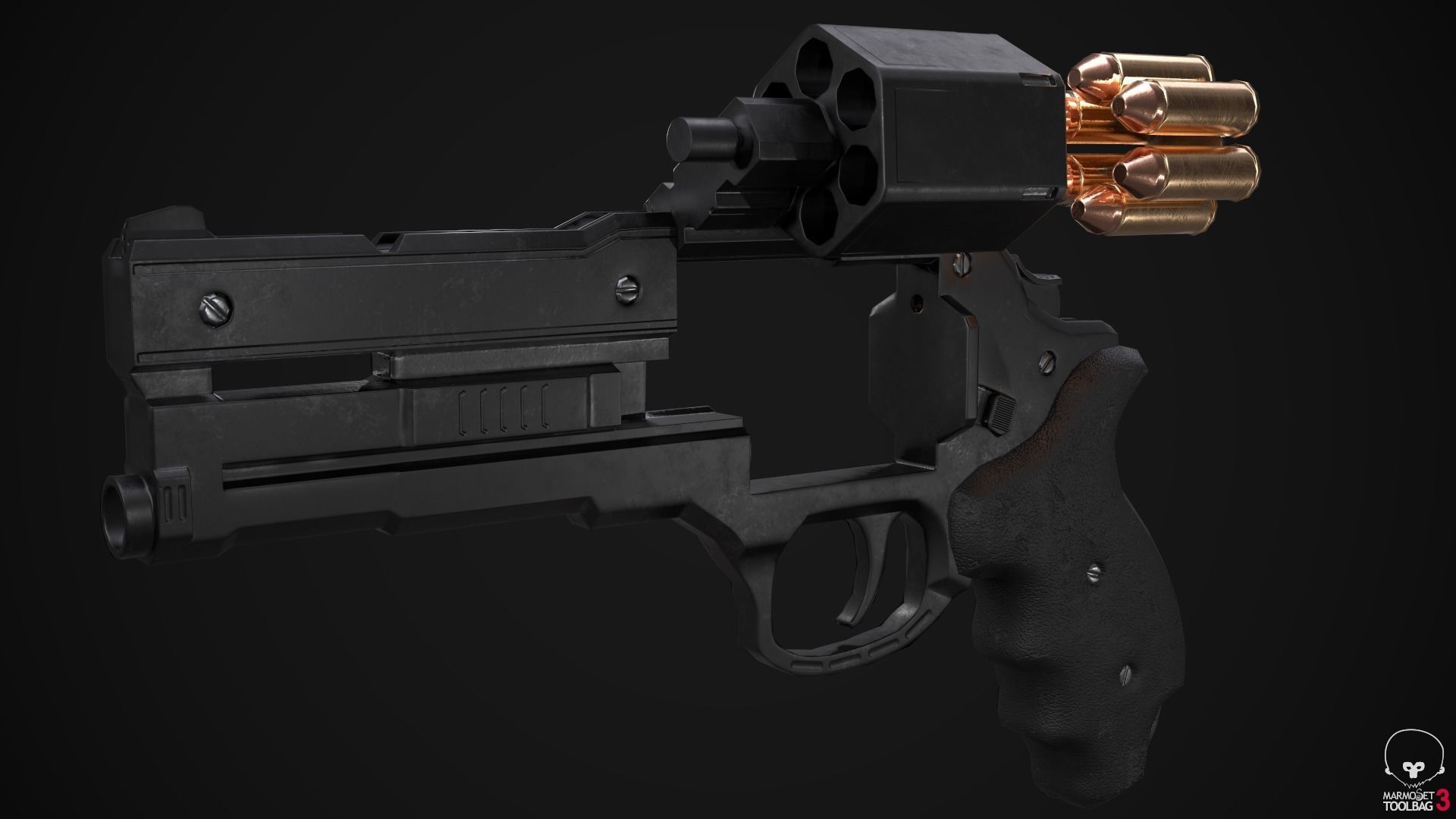 Revolver Game Ready Low-poly 3D model_5