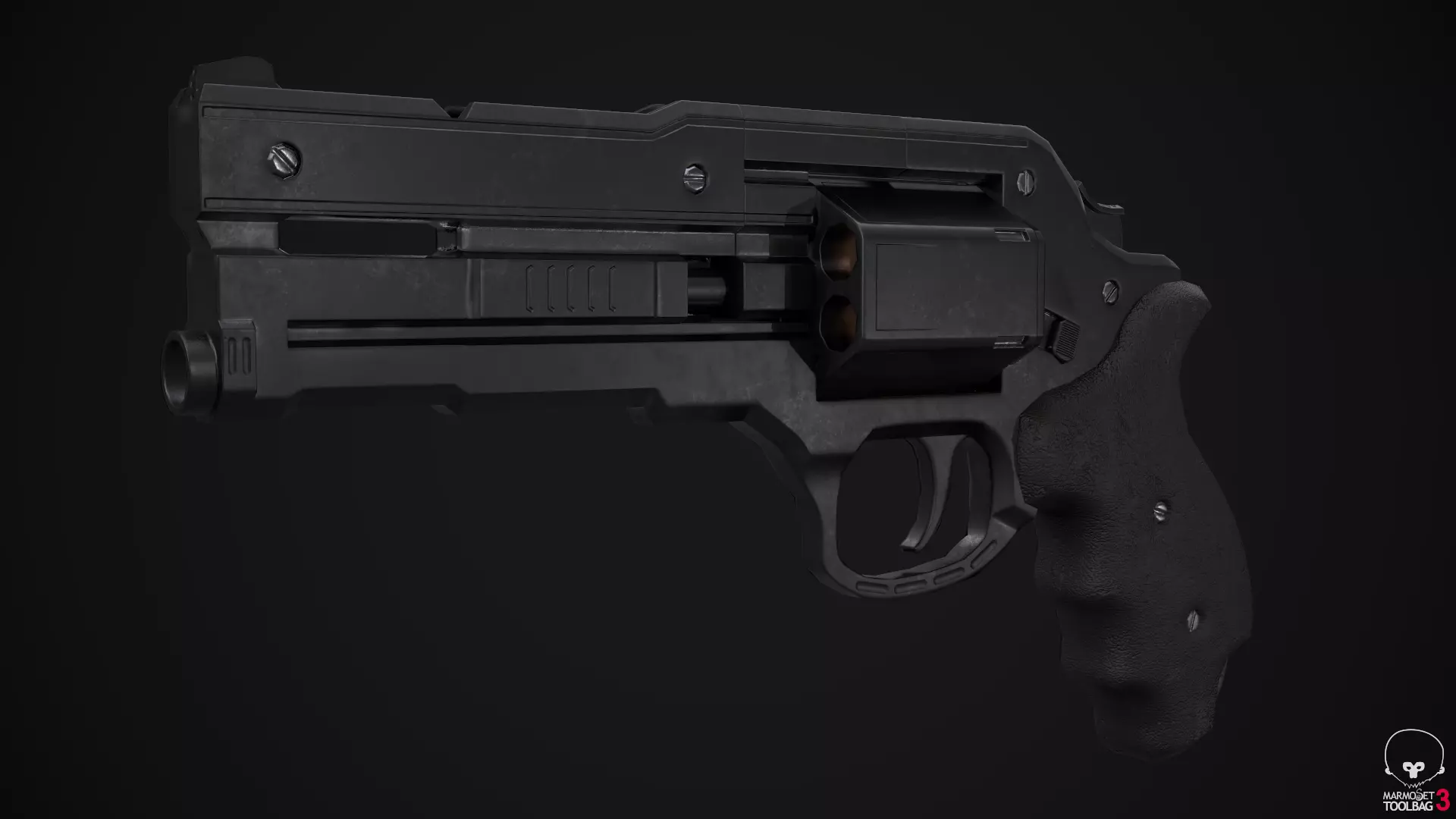 Revolver Game Ready Low-poly 3D model_0