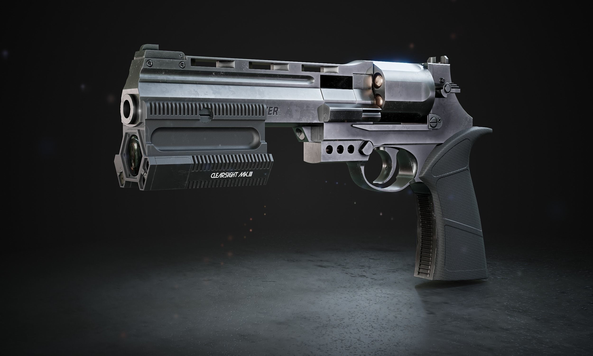 Automatic revolver Low-poly 3D model_0