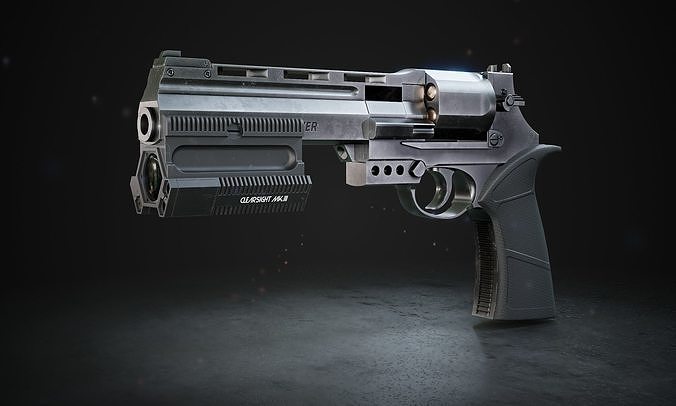 Automatic revolver Low-poly 3D model