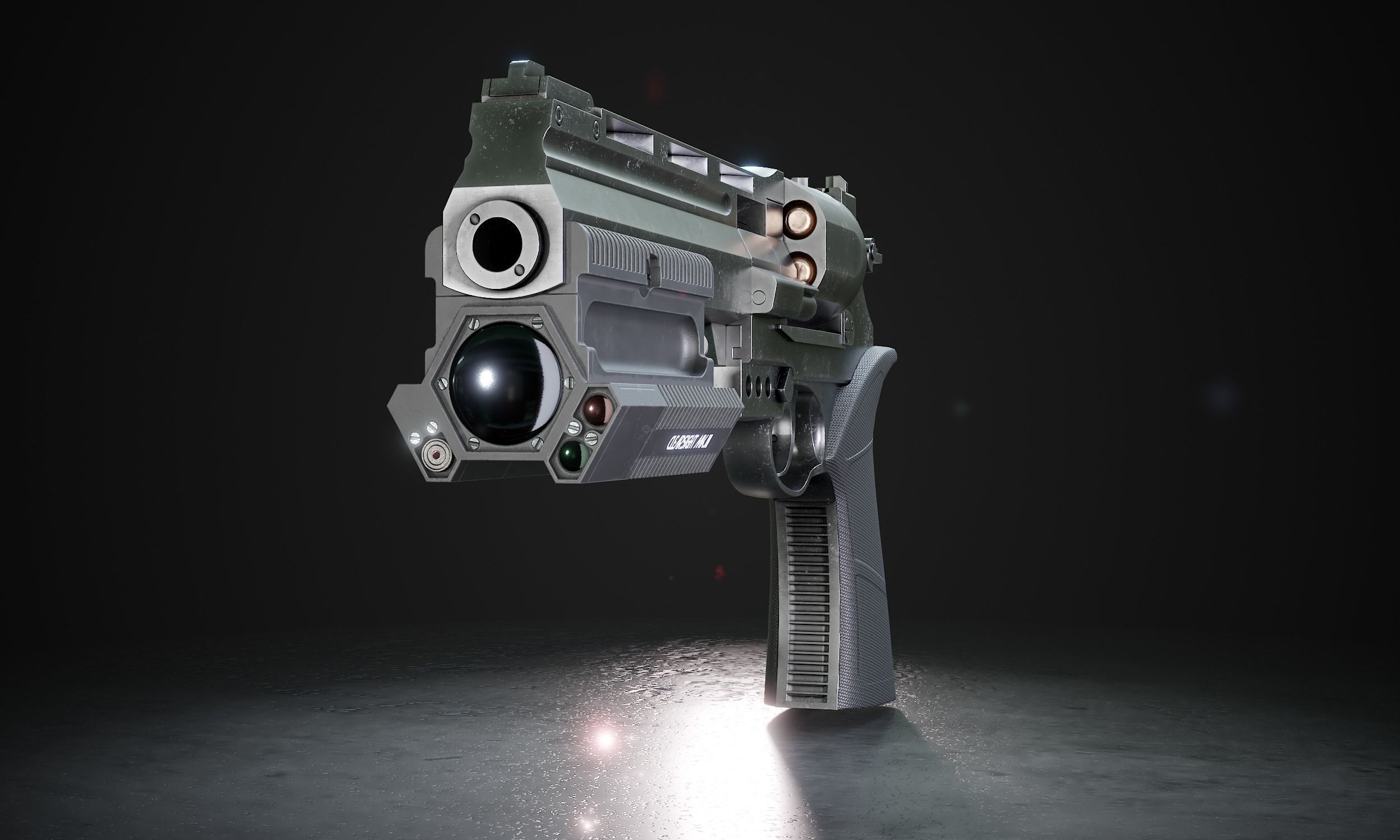 Automatic revolver Low-poly 3D model_7