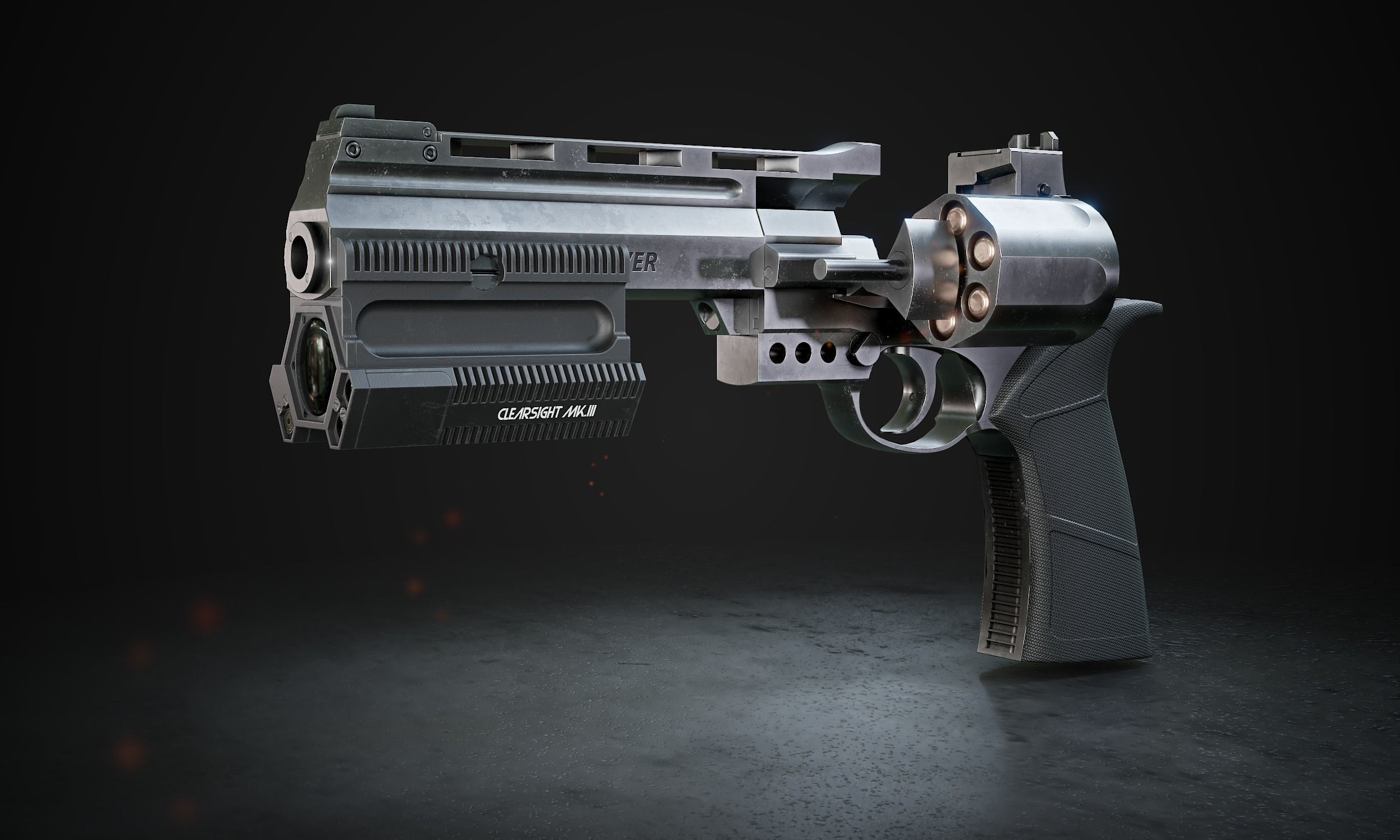 Automatic revolver Low-poly 3D model_3