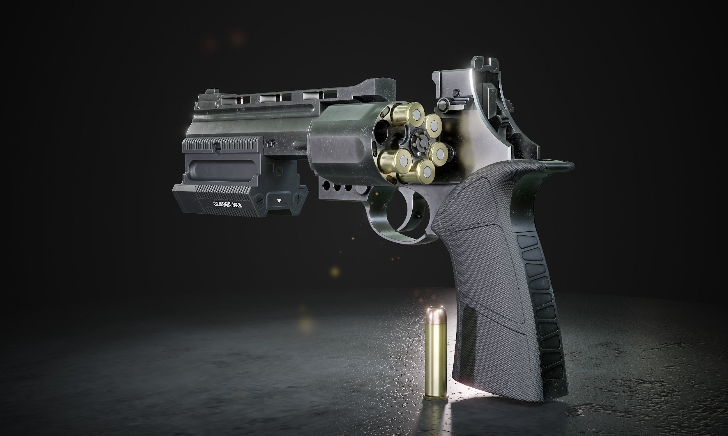 Automatic revolver Low-poly 3D model_4