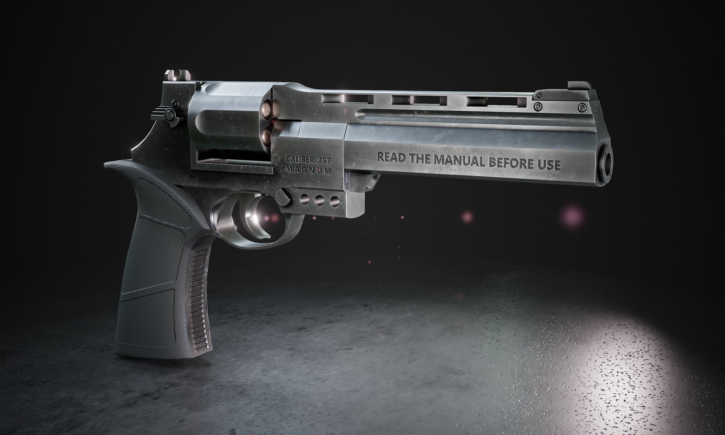 Automatic revolver Low-poly 3D model_6