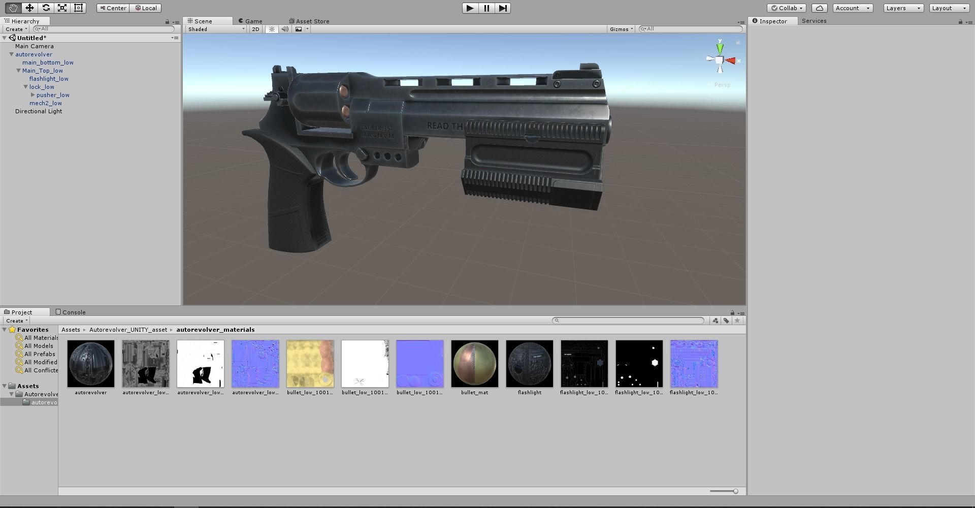Automatic revolver Low-poly 3D model_9