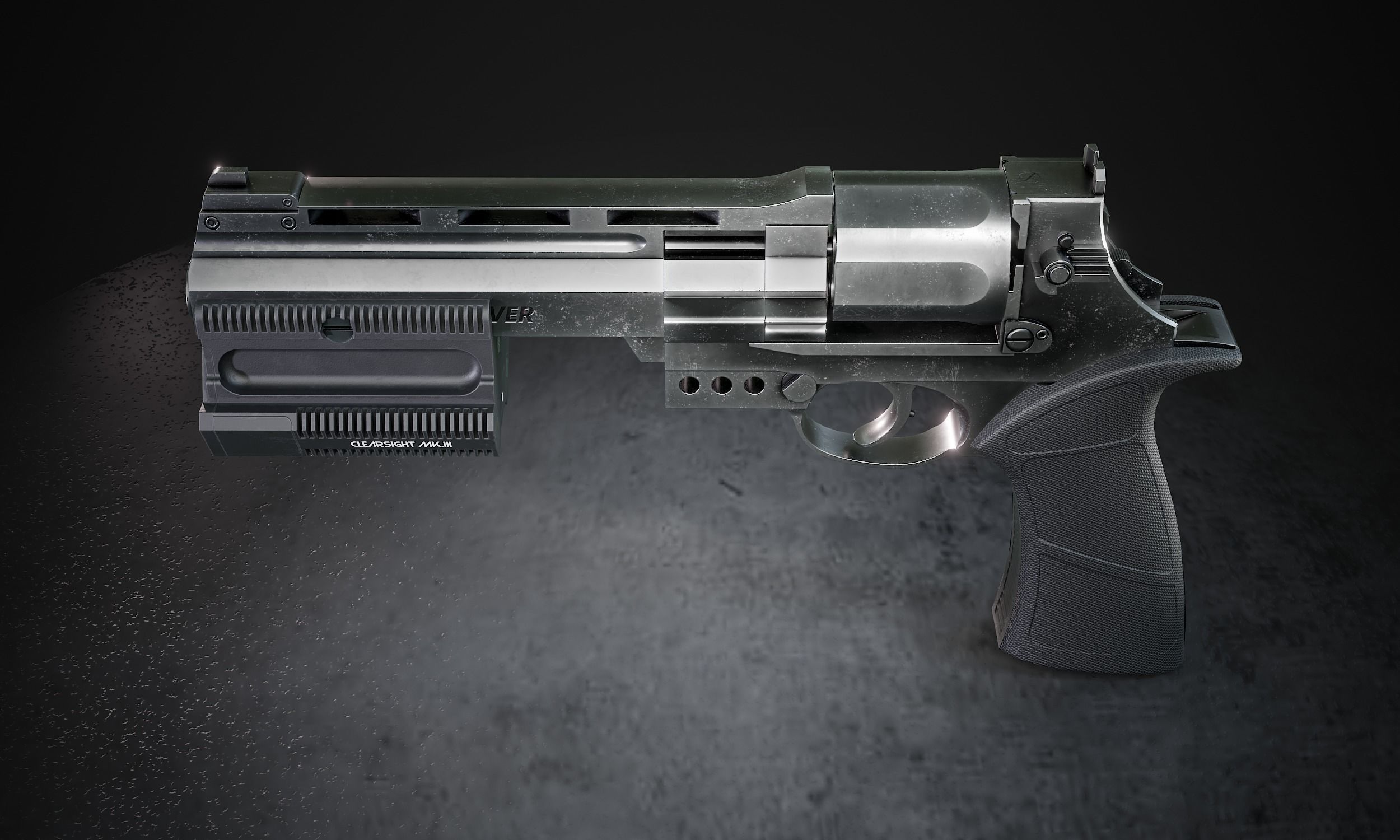 Automatic revolver Low-poly 3D model_5