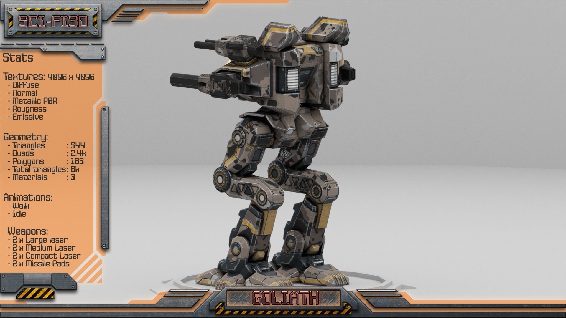 Goliath BattleMech Low-poly 3D model_4
