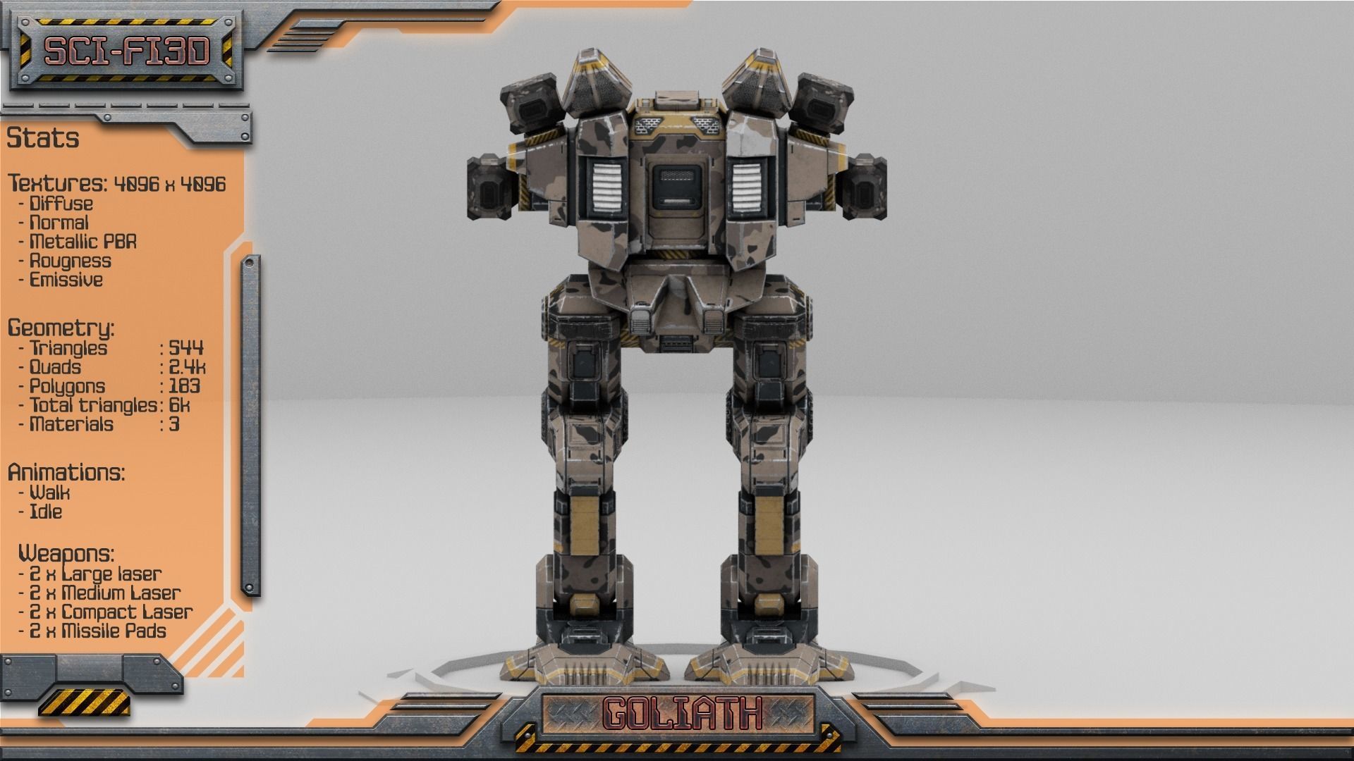 Goliath BattleMech Low-poly 3D model_5