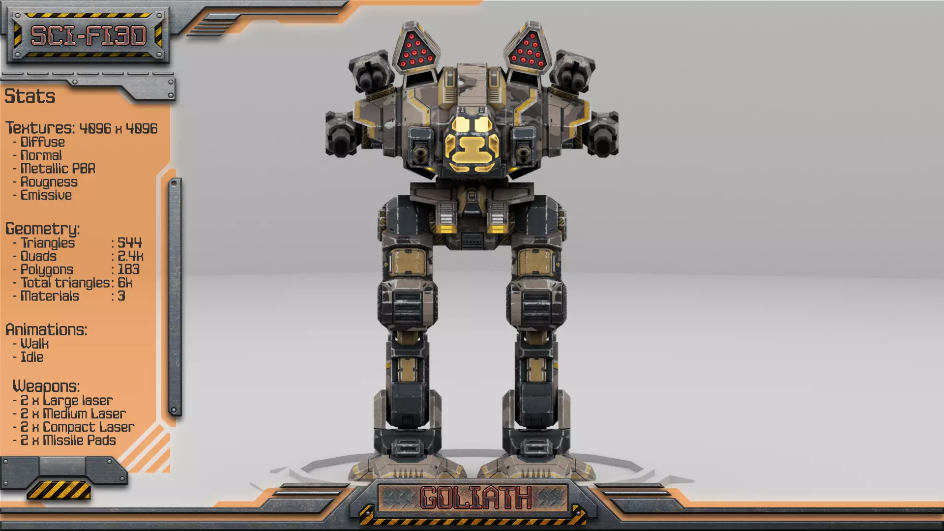 Goliath BattleMech Low-poly 3D model_0