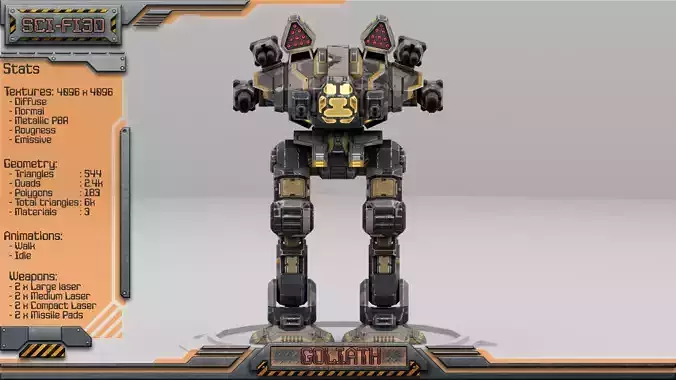 Goliath BattleMech Low-poly 3D model