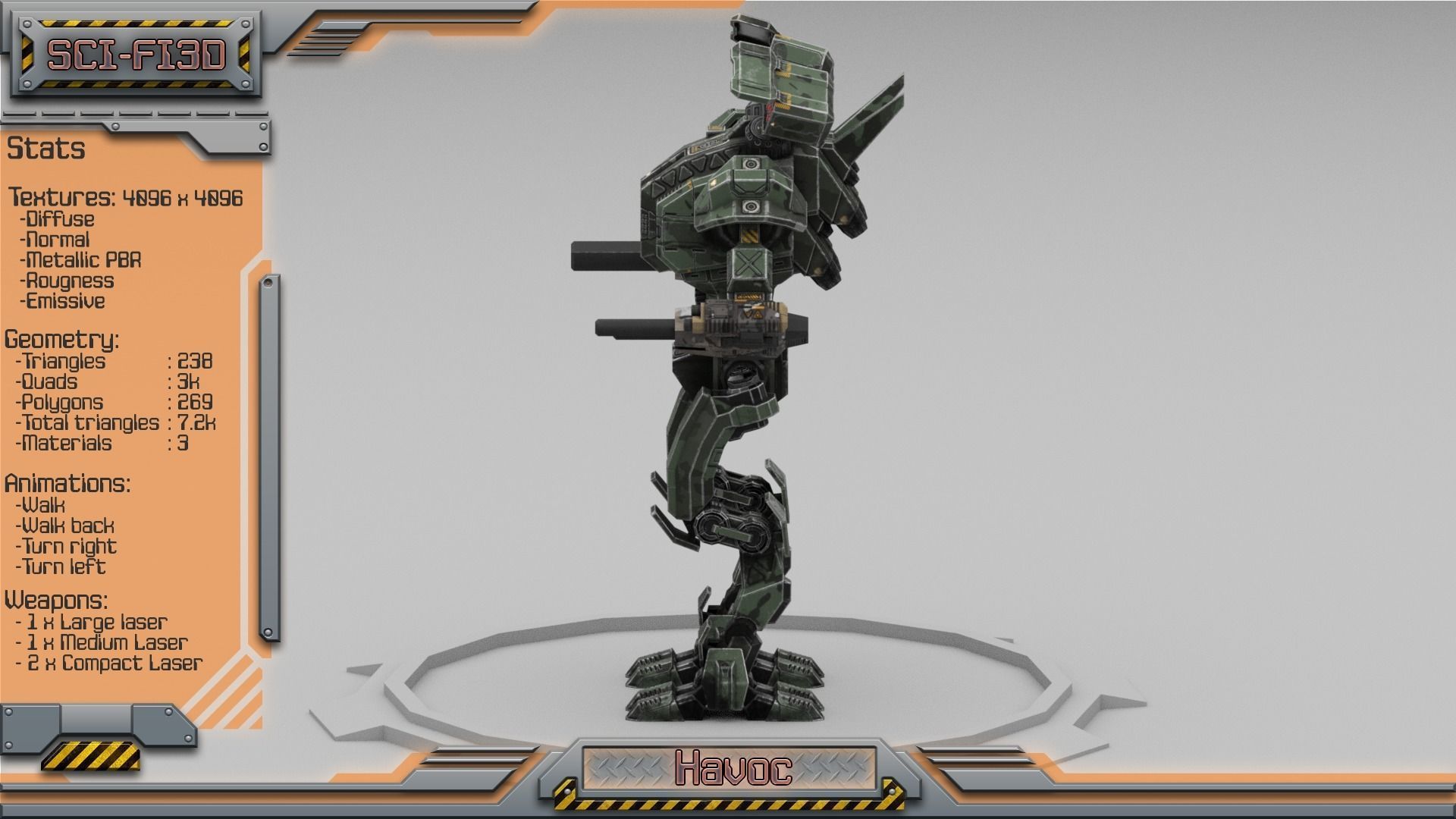 Havoc BattleMech Low-poly 3D model_2