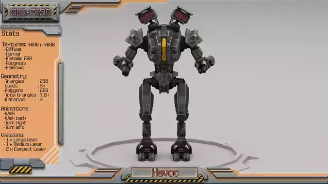 Havoc BattleMech Low-poly 3D model