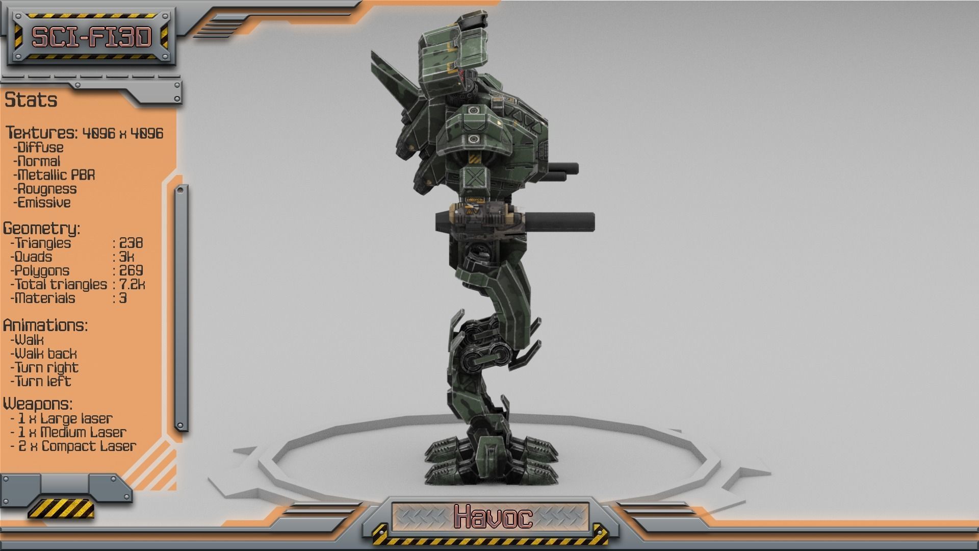 Havoc BattleMech Low-poly 3D model_6