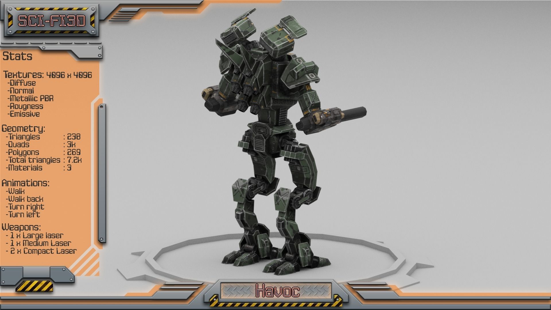 Havoc BattleMech Low-poly 3D model_5