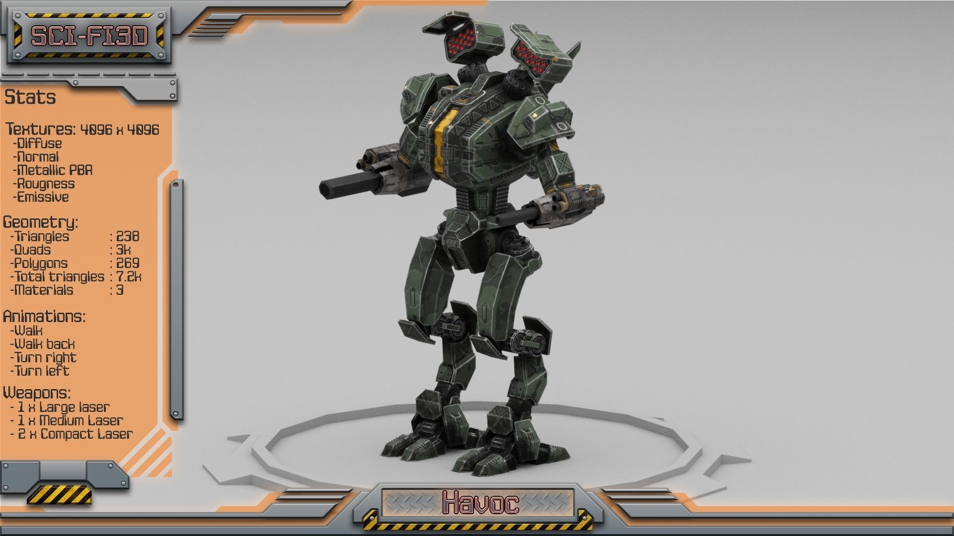 Havoc BattleMech Low-poly 3D model_1