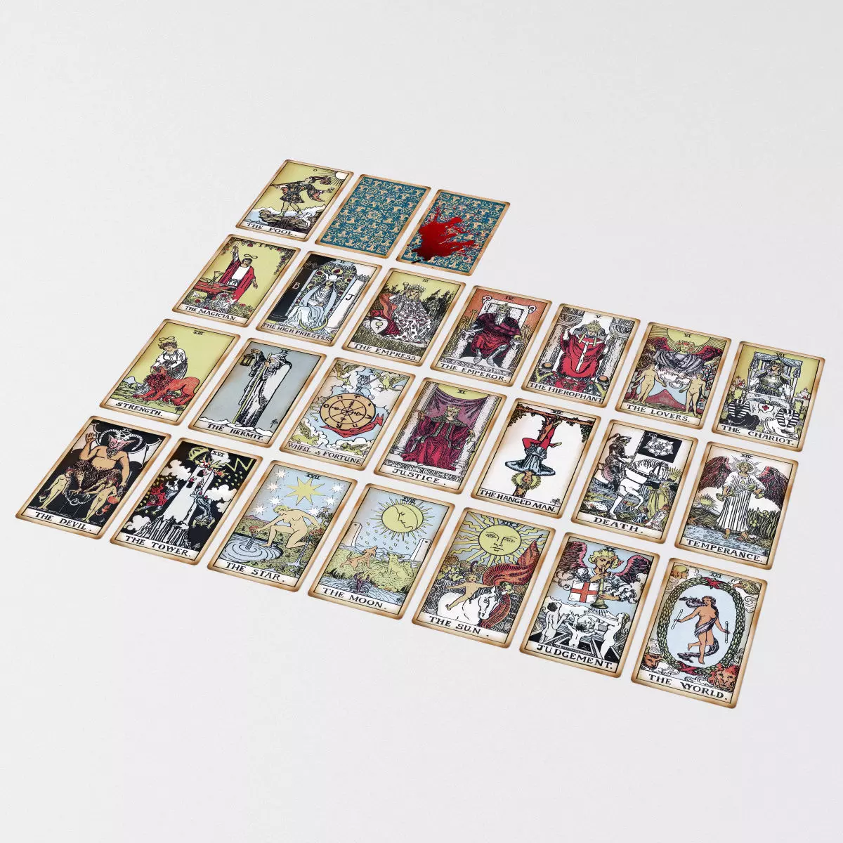 Old Tarot Cards - Major Arcana - Tinted Low-poly 3D model_0