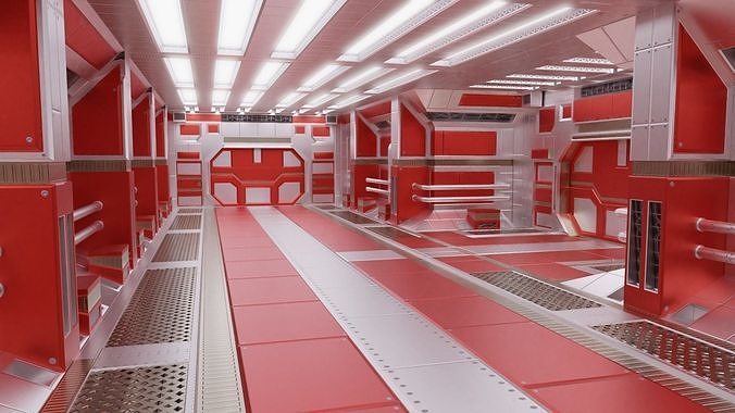 Sleek Sci-fi Corridor 3D model
