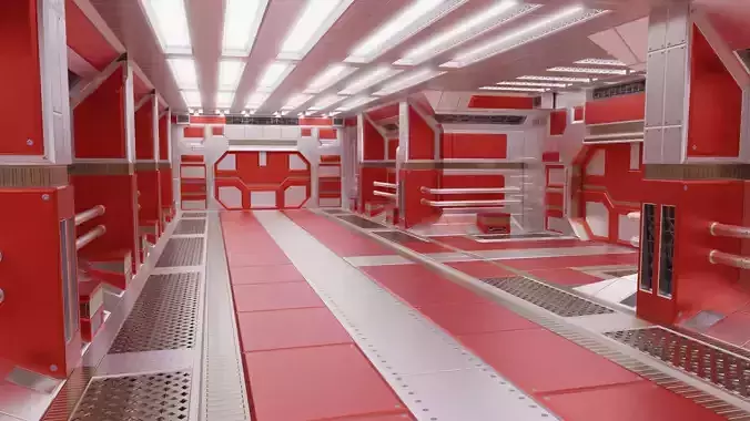 Sleek Sci-fi Corridor 3D model