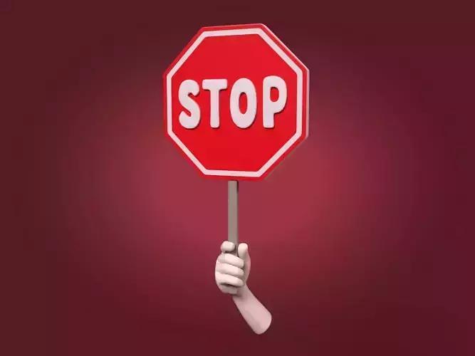 Cartoon Hand - Stop Sign